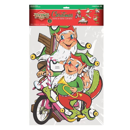 Beistle Vintage Christmas Santa & Elves Cutouts Pack, 2ct.